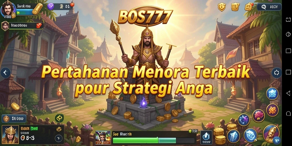 Tangkapan layar gameplay BOS777 menampilkan pertahanan menara yang epik.