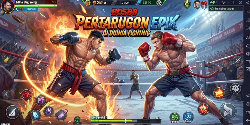 Gameplay mendebarkan dalam pertandingan Fighting yang intens.