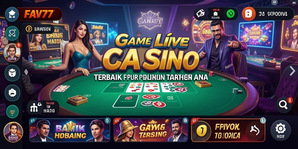Screenshot FAV77 menampilkan dealer langsung dan permainan yang mendebarkan.