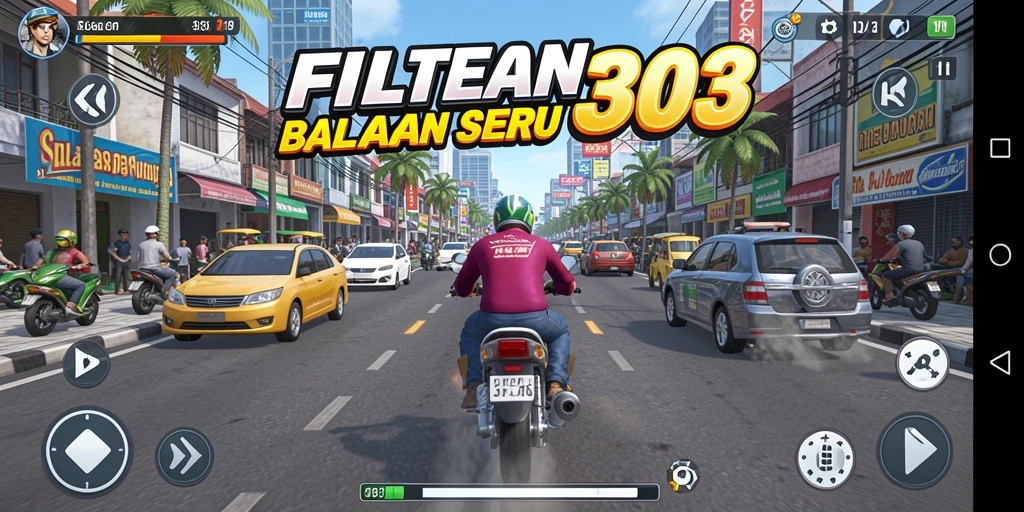 Tangkapan layar utama FILTER303 yang menampilkan aksi balapan mendebarkan.