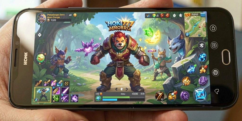 Tampilan seru gameplay HOKI777 dalam petualangan MMORPG.