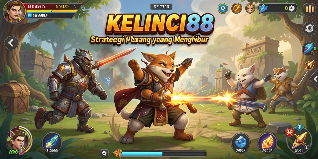 Screenshot gameplay KELINCI88 menunjukkan pertempuran strategis yang mendebarkan.