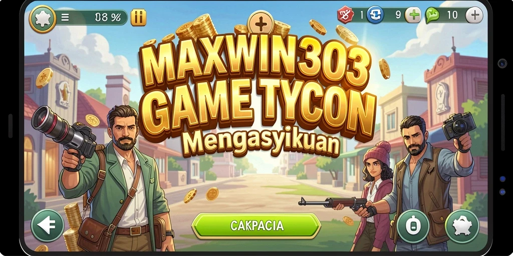 Screenshot gameplay MAXWIN303 yang menunjukkan suasana manajemen usaha Tycoon.