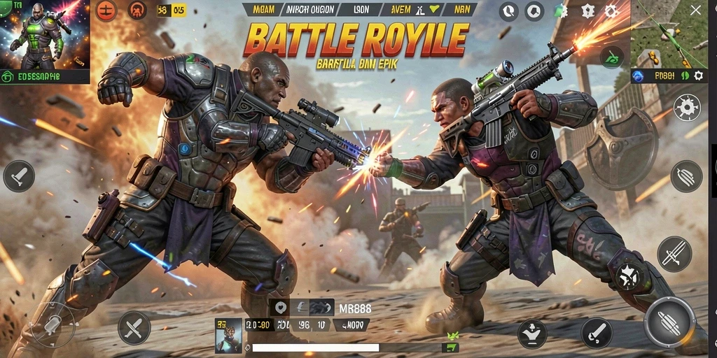 Tangkapan layar MR888 menunjukkan intensitas pertempuran dalam Battle Royale.