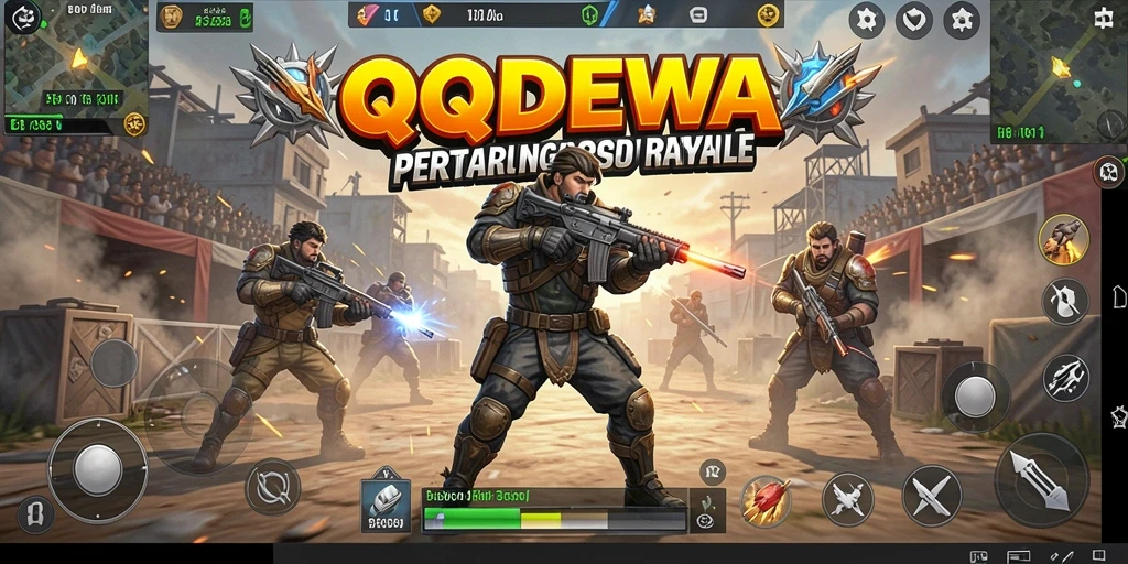 Gameplay mendebarkan dalam QQDEWA yang menampilkan aksi Battle Royale.