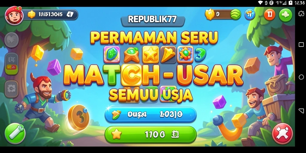 Gameplay seru REPUBLIK77 dengan tantangan Match-3.