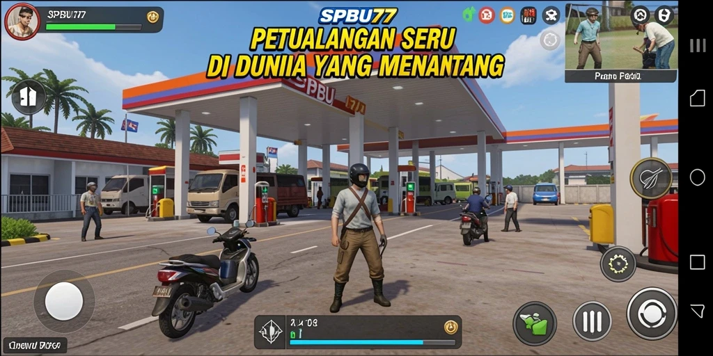 Tampilan screenshot gameplay SPBU77 yang menampilkan dunia petualangan yang menantang.