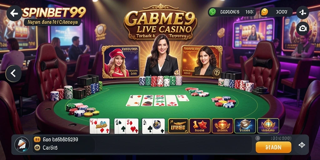 Tampilan menarik dari gameplay Live Casino di SPINBET99.