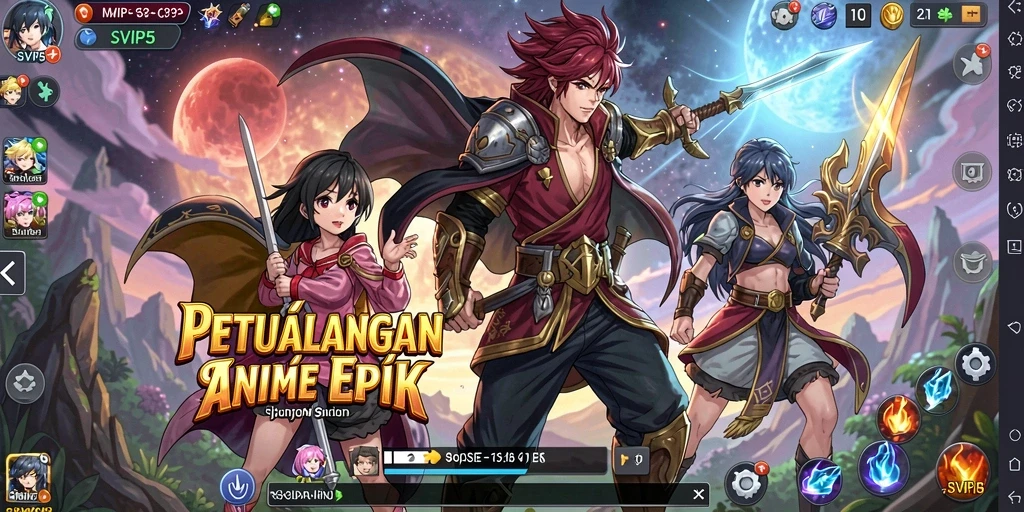 Tampilan gameplay menarik dari SVIP5 dengan karakter anime populer.