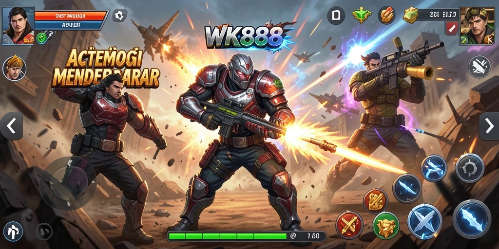 Gameplay intens dari WK888 menampilkan aksi pertempuran yang mendebarkan.